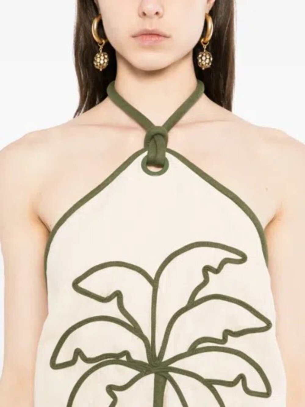 FARM RIO Palm Tree Embroidered Halter Neck Mini Dress - NWT - Size Small - Picture 11 of 14
